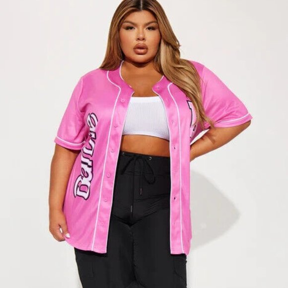 Barbie Pink Baseball Jersey West Coast Barbie Logo Women's Sizes NWT - Picture 2 of 14